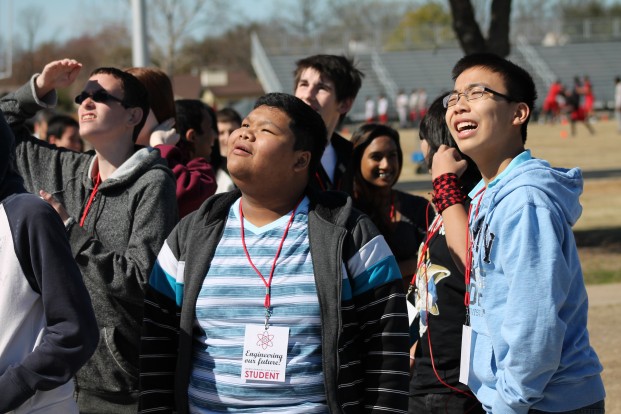 Helicopter lands for class demonstration